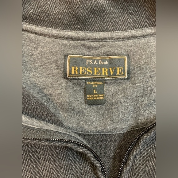 Men’s Jos. A. Bank Reserve 1/4 Zip Herringbone Black/Gray Shirt Sz Large - Picture 3 of 6